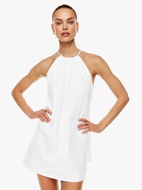 Aritzia Babaton Savile Poplin Dress NWT Cotton Halter White Size Medium